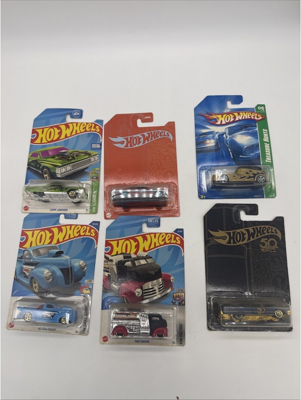 Hot Wheels Diecast Car Lot of 6 2007 Treasure Hunt 50th Anniversary New on Card